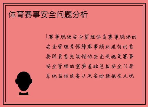 体育赛事安全问题分析